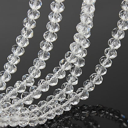 Crystal Crystal Beads, Rondelle Clear Faceted, 6mm, Strand approx 98X, with 1.0mm hole, Jewellery Making