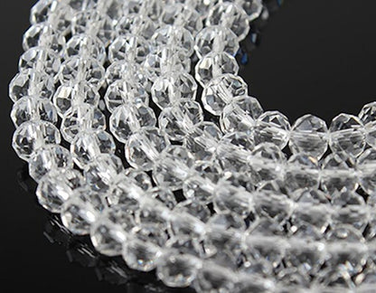 Crystal Crystal Beads, Rondelle Clear Faceted, 6mm, Strand approx 98X, with 1.0mm hole, Jewellery Making