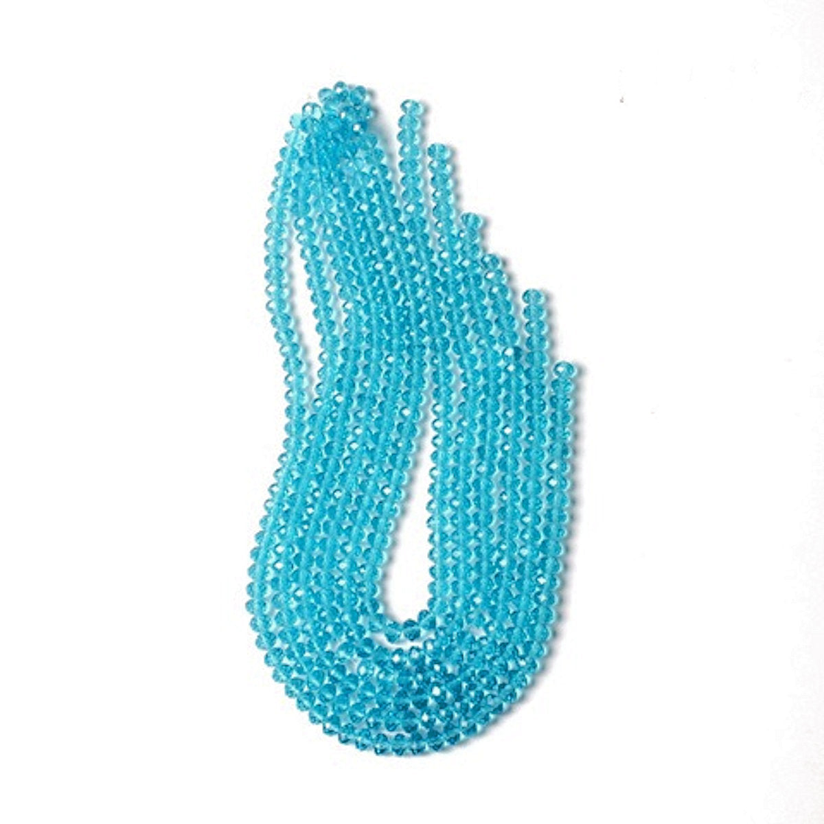 Rondelle Beads Turquoise Blue, 6mm Crystal, Faceted, Strand approx 98X 1mm hole Jewellery