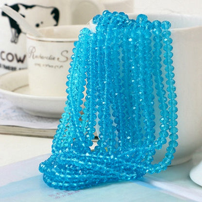 Rondelle Beads Turquoise Blue, 6mm Crystal, Faceted, Strand approx 98X 1mm hole Jewellery