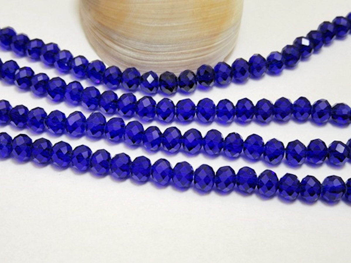 Crystal Beads Deep Blue Rondelle Faceted 6mm Strand approx 98X with 1mm hole Jewellery supplies
