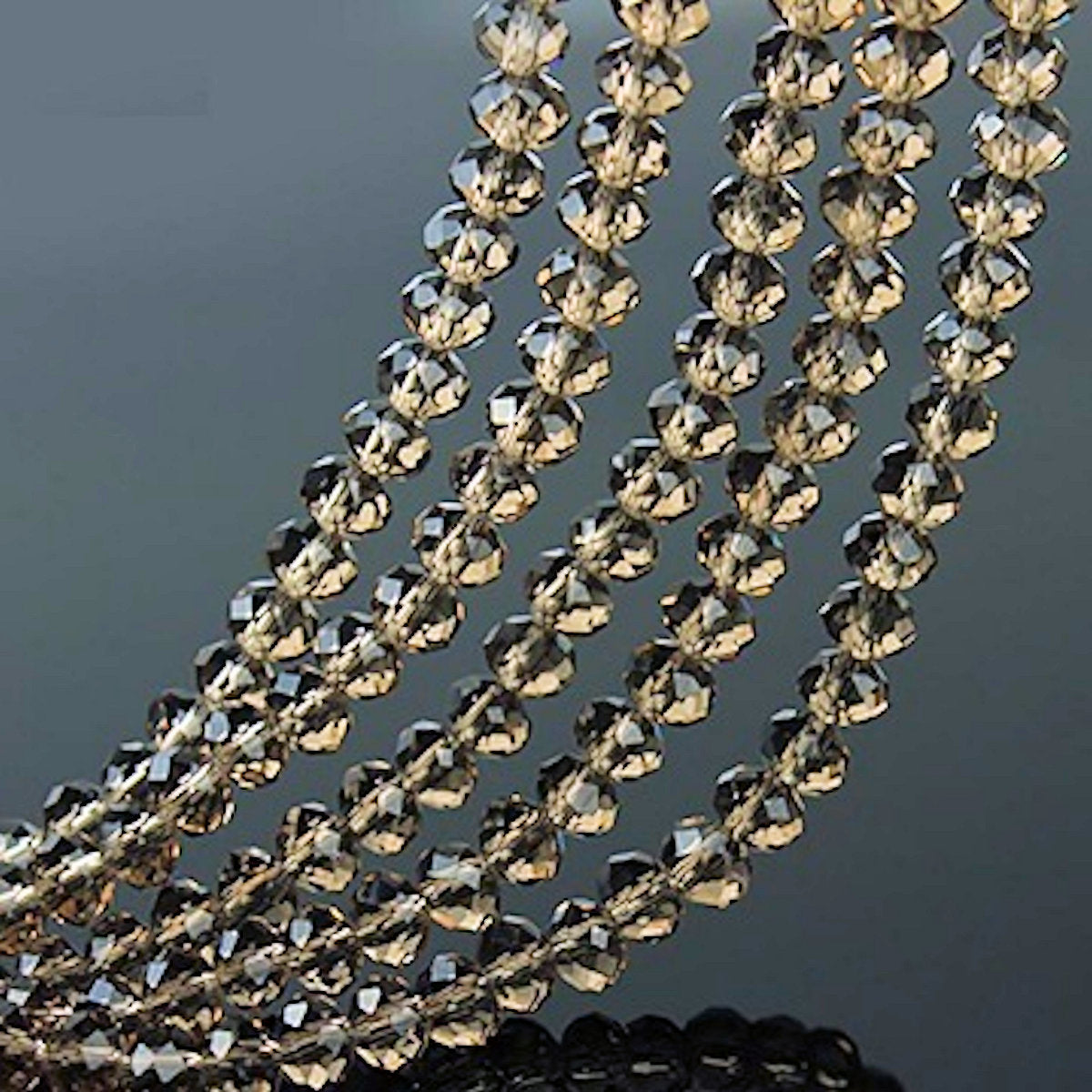 Crystal Rondelle Clear Beads, Golden Grey Faceted, Strand approx 72X, 8mm  1.5mm hole, Jewellery