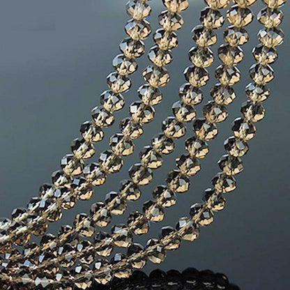 Crystal Rondelle Clear Beads, Golden Grey Faceted, Strand approx 72X, 8mm  1.5mm hole, Jewellery