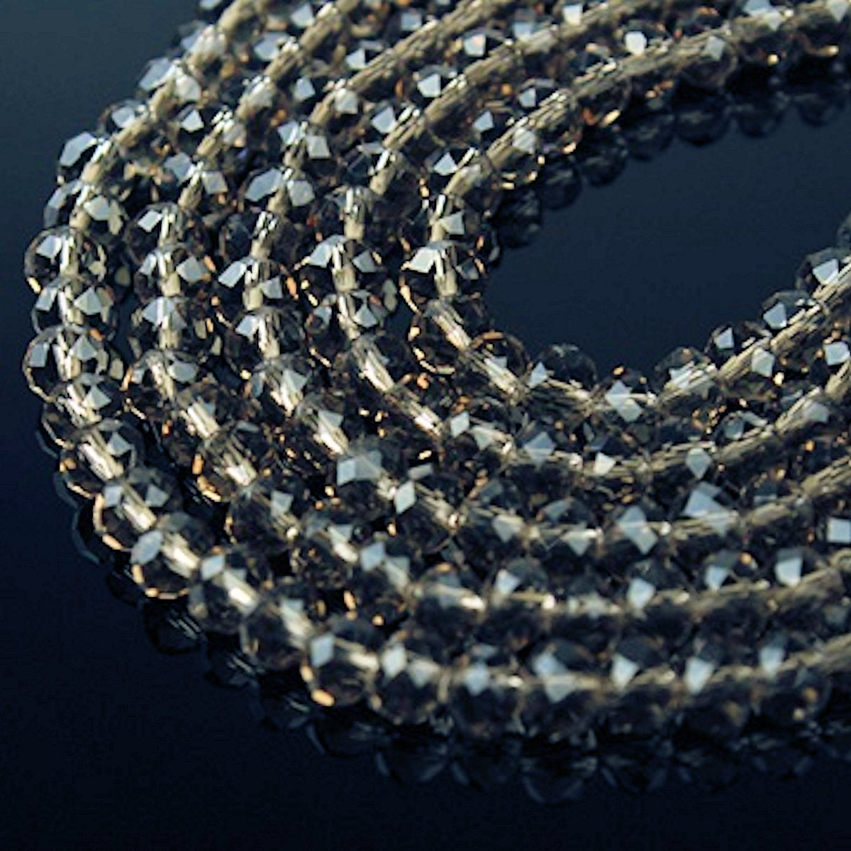 Crystal Rondelle Clear Beads, Golden Grey Faceted, Strand approx 72X, 8mm  1.5mm hole, Jewellery