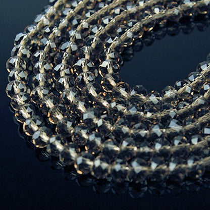 Crystal Rondelle Clear Beads, Golden Grey Faceted, Strand approx 72X, 8mm  1.5mm hole, Jewellery