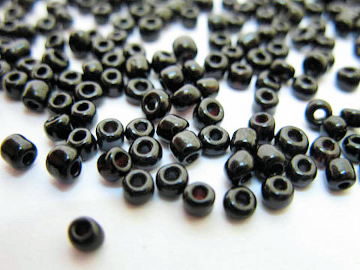 Glass Seed Beads Black Opaque Size 10/0 2mm, 40gm approx 3000 beads