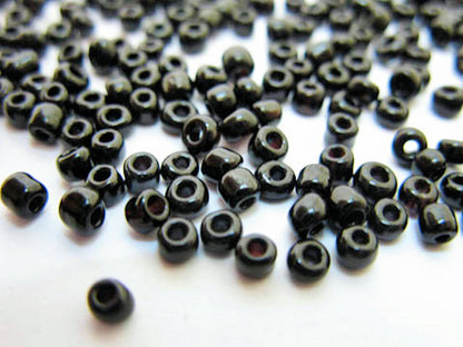 Glass Seed Beads Black Opaque Size 10/0 2mm, 40gm approx 3000 beads