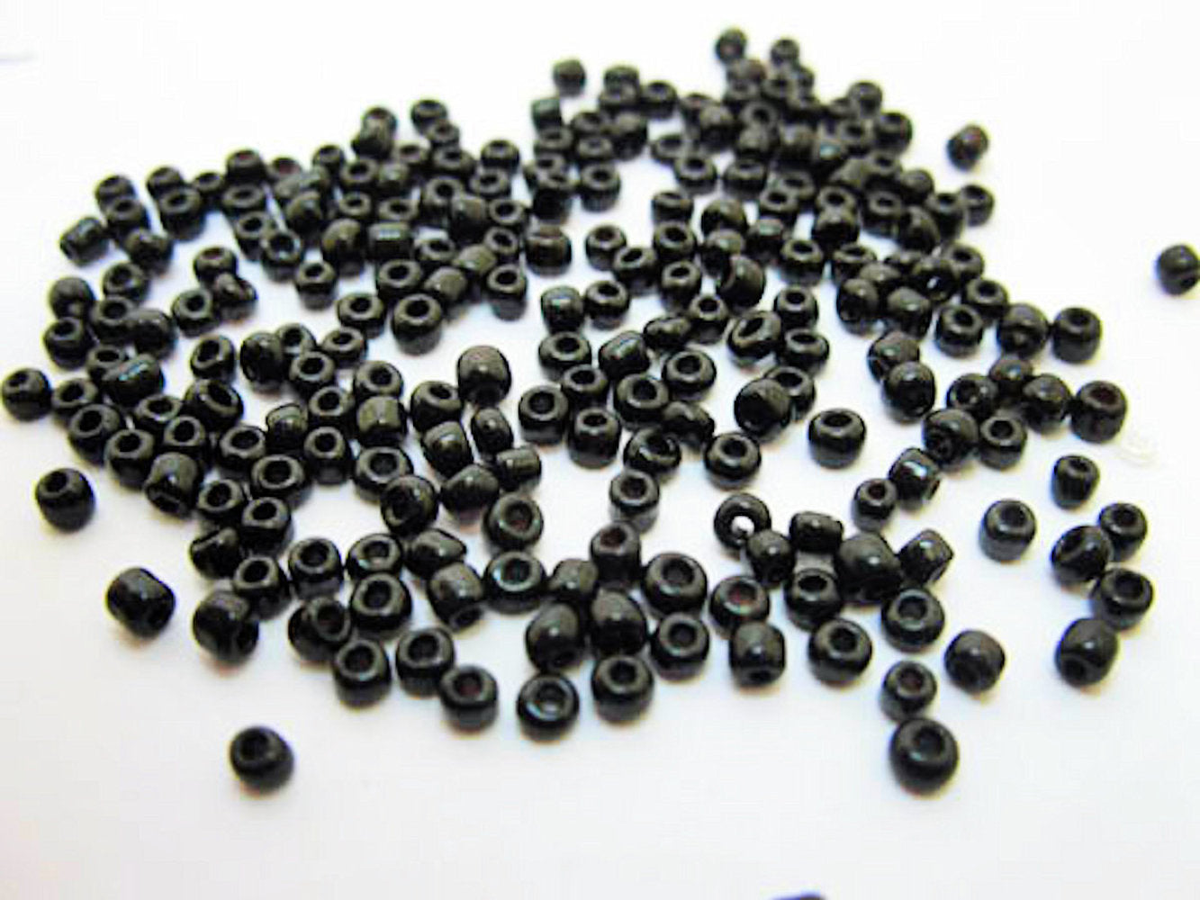 Glass Seed Beads Black Opaque Size 10/0 2mm, 40gm approx 3000 beads
