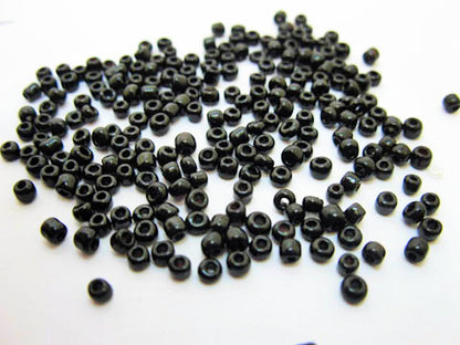 Glass Seed Beads Black Opaque Size 10/0 2mm, 40gm approx 3000 beads