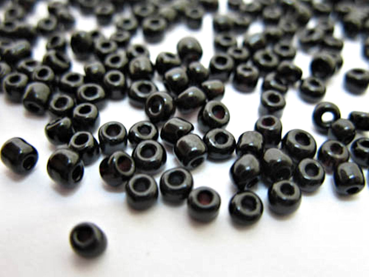 Glass Seed Beads, Black Opaque, Round, 3mm with 1mm hole, 40g, Jewellery making, beading, Craft