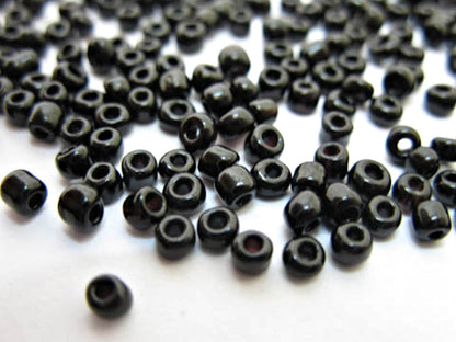 Glass Seed Beads, Black Opaque, Round, 3mm with 1mm hole, 40g, Jewellery making, beading, Craft