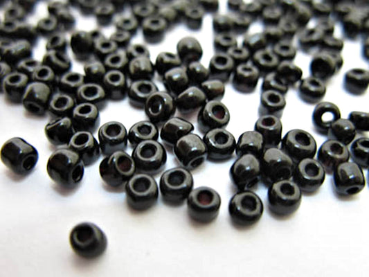 Glass Seed Beads, Black Opaque, Round, 3mm with 1mm hole, 40g, Jewellery making, beading, Craft