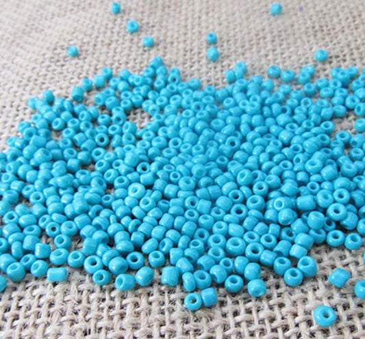 Aqua Blue Turquoise Glass Seed Beads, Round Opaque, 3mm with 1mm hole, 40g Jewellery Making, Beading