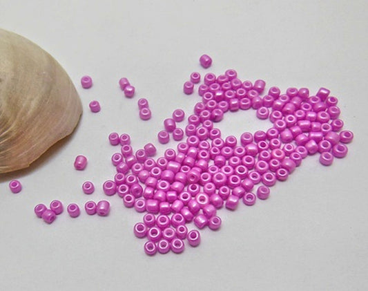Pink Seed Beads, Fuchsia, Glass Round, 3mm with 1mm hole, 40g Jewellery Craft