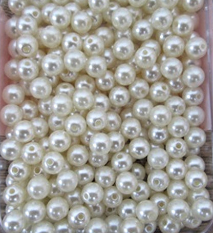 HALF HOLE 6mm Pearl Beads Warm Ivory Round Simulate Plastic 20gm 200x craft beads