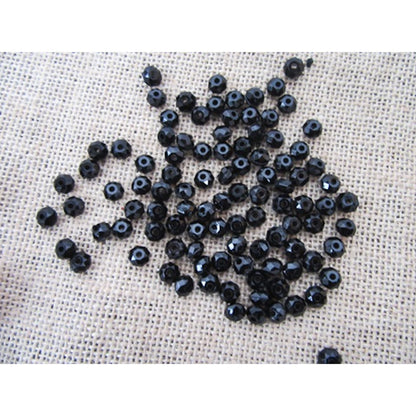 Black Rondelle Barrel Beads, Black Acrylic Faceted 6x8mm 2mm hole 100x 21gm Jewellery Making