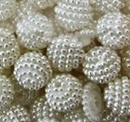 White Simulate Pearl Cluster, Round Beads, 10mm  2mm hole, Pack of 50x, Plastic