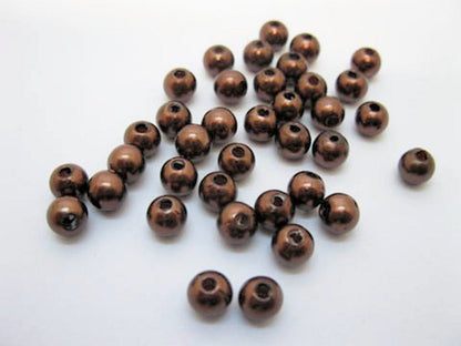 Pearl Beads Brown 6mm Faux  - 100x Perfect for Crafting & Jewellery Making