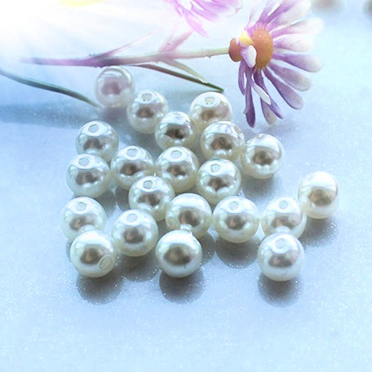 Pearls Beads, White, 10mm Round pack of 50 beads plastic Simulate pearl