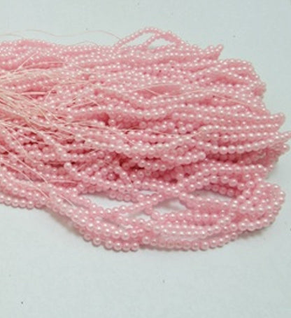 Pearl Beads, Baby Light Pink, Round Simulate  Plastic, 4mm, 30gm approx 1000 beads