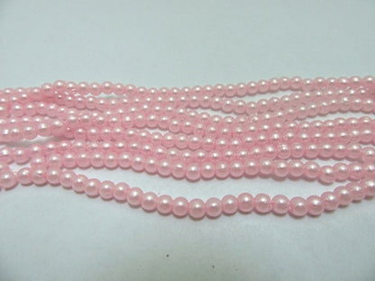 Pearl Beads, Baby Light Pink, Round Simulate  Plastic, 4mm, 30gm approx 1000 beads