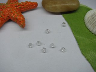 Bicone Beads Clear Acrylic Faceted, 4mm, approx 500x, 14gm Jewellery Making