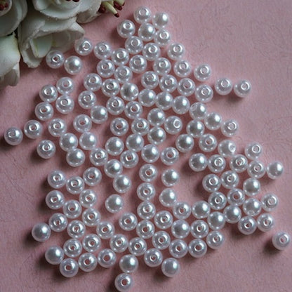 Pearl Beads White Simulate, Round, 8mm 1.8mm hole, Pack of 100x Jewellery Craft