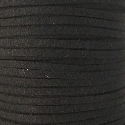 Suede Flat Cord Black Jewellery stringing cord 3mm thick, 3m length
