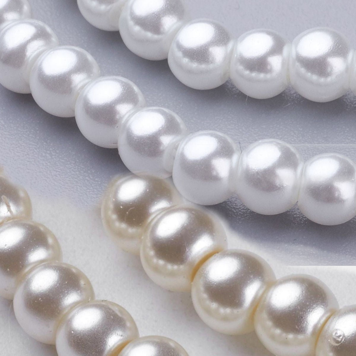 Ninky Designs Australia 4mm round pearlized glass beads in pure and creamy white for jewellery making