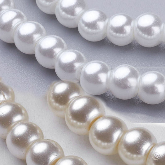 Ninky Designs Australia 4mm round pearlized glass beads in pure and creamy white for jewellery making