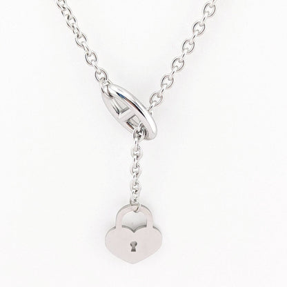 Ninky Designs Australia silver stainless steel heart padlock pendant necklace with a 4mm link chain.