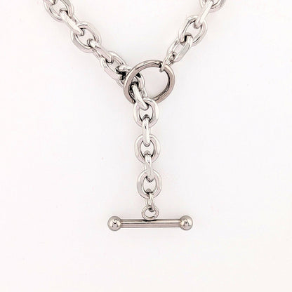 Ninky Designs Australia silver stainless steel chunky chain necklace with a front toggle bar clasp