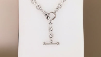 T Bar Necklace Chunky Chain Front Fastening Toggle Bar Necklace