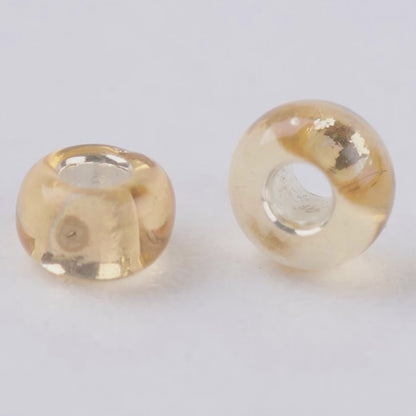 Pale Goldenrod Gold Glass Seed Beads, Round, Silver Lined, 12/0 2mm, 1mm hole, 30gm approx 2000