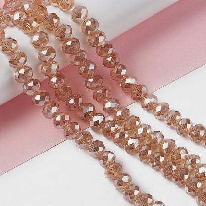 Faceted Rondelle Glass Beads, Camel, 10x7mm, Hole: 1mm, strand of about 64pcs