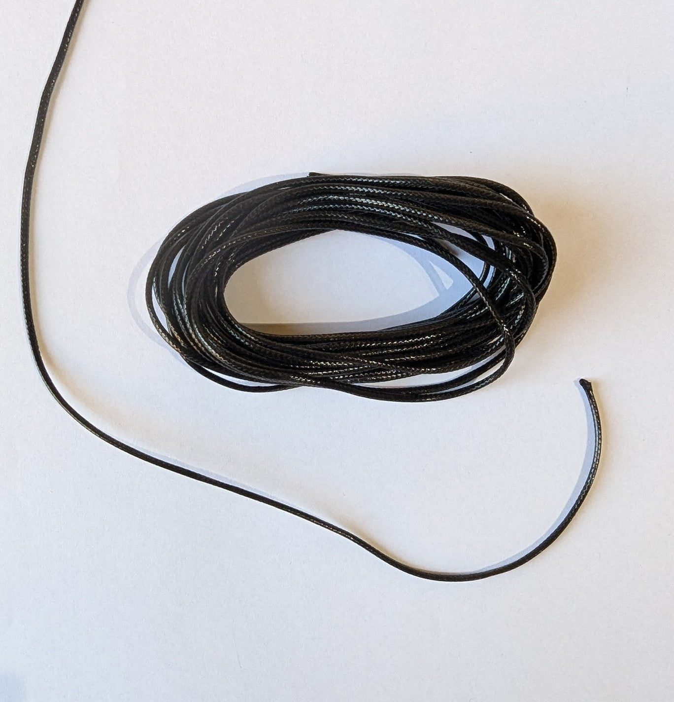 Waxed Cotton Jewellery Cord Black stringing cord 1.5mm thick, 5m length