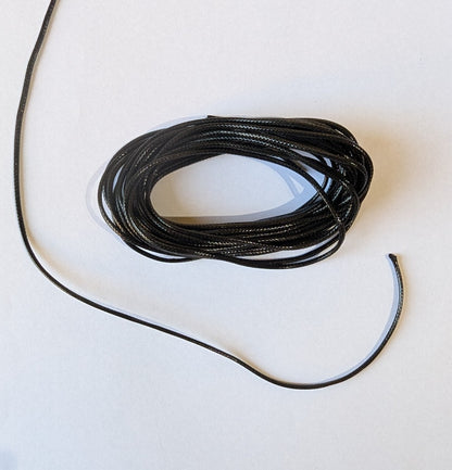 Waxed Cotton Jewellery Cord Black stringing cord 1.5mm thick, 5m length