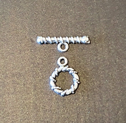 Toggle Clasps, Silver colour, Metal Twist Ring, Approx 14mm dia x 2.7mm thick, Bar 19mm long, pack of 10x,