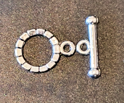 Toggle Clasps, Small Silver colour, Metal Bar size 17mm Ring size 12mm hole dia.2mm, 10x sets Jewellery Findings